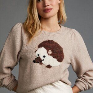 Anthropologie Maeve Hedgehog Beige Sweater M New